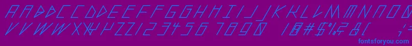 SlantedItalicShiftBold-Schriftart – Blaue Schriften auf violettem Hintergrund