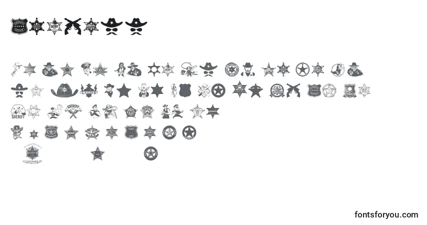 Schriftart Sheriff – Alphabet, Zahlen, spezielle Symbole