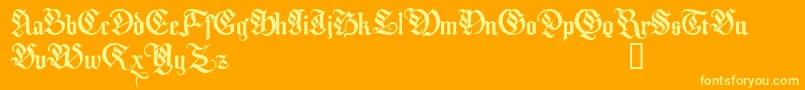 MelcheburnDemo-Schriftart – Gelbe Schriften auf orangefarbenem Hintergrund