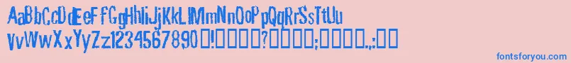 Fonte RubbingFont – fontes azuis em um fundo rosa