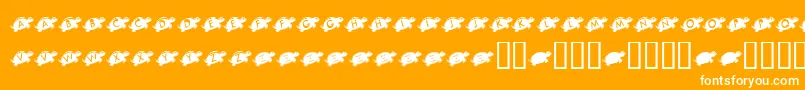 KrJuliesTurtleRescue-Schriftart – Weiße Schriften auf orangefarbenem Hintergrund