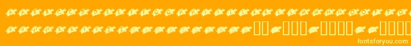 KrJuliesTurtleRescue-Schriftart – Gelbe Schriften auf orangefarbenem Hintergrund