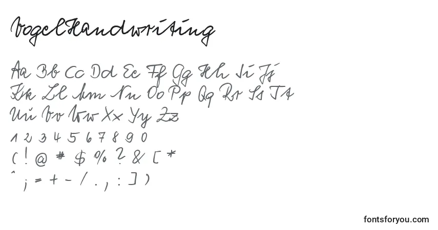 Шрифт VogelHandwriting – алфавит, цифры, специальные символы