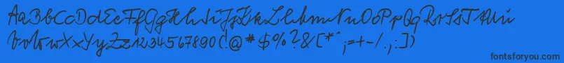 VogelHandwriting-Schriftart – Schwarze Schriften auf blauem Hintergrund