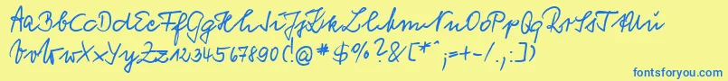 VogelHandwriting Font – Blue Fonts on Yellow Background