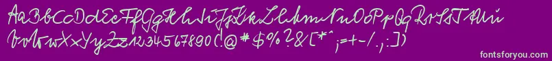 VogelHandwriting-Schriftart – Grüne Schriften auf violettem Hintergrund