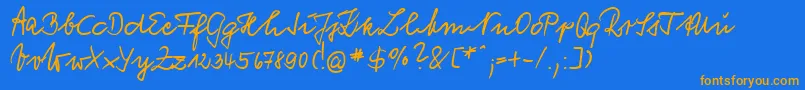 VogelHandwriting Font – Orange Fonts on Blue Background