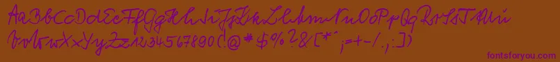 VogelHandwriting-Schriftart – Violette Schriften auf braunem Hintergrund