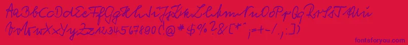 VogelHandwriting-Schriftart – Violette Schriften auf rotem Hintergrund