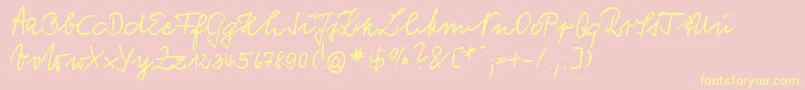 VogelHandwriting Font – Yellow Fonts on Pink Background