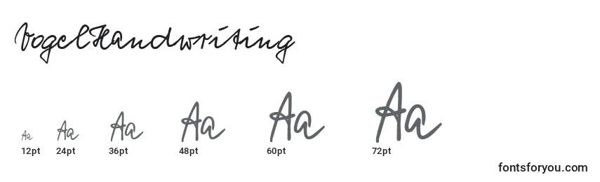 VogelHandwriting Font Sizes