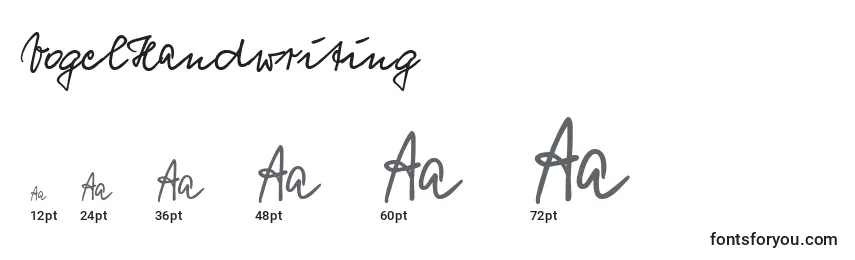 Размеры шрифта VogelHandwriting