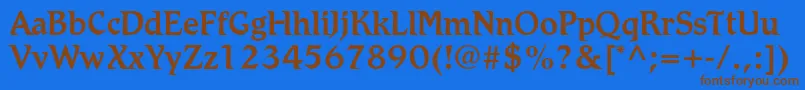 フォントRomicstdMedium – 茶色の文字が青い背景にあります。