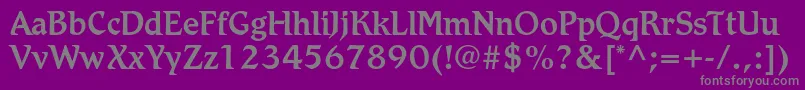 フォントRomicstdMedium – 紫の背景に灰色の文字