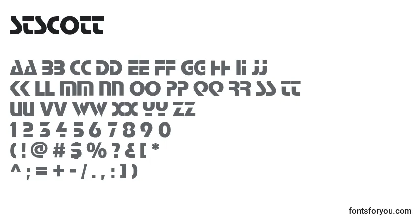A fonte StScott – alfabeto, números, caracteres especiais