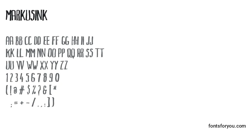 Czcionka MarkusInk (79632) – alfabet, cyfry, specjalne znaki