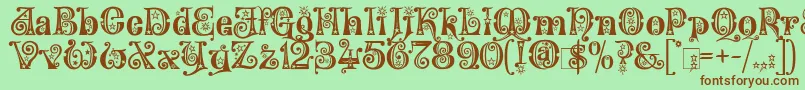 WonderlandStars Font – Brown Fonts on Green Background