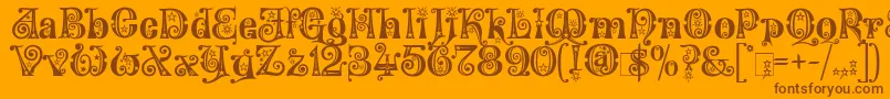 WonderlandStars Font – Brown Fonts on Orange Background