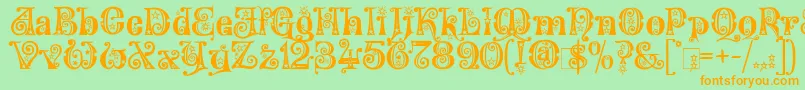 WonderlandStars Font – Orange Fonts on Green Background