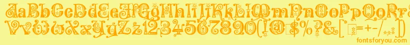 WonderlandStars Font – Orange Fonts on Yellow Background