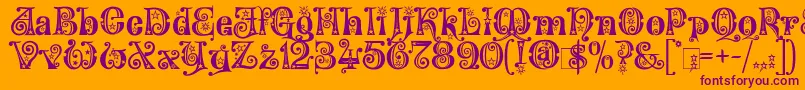 WonderlandStars Font – Purple Fonts on Orange Background