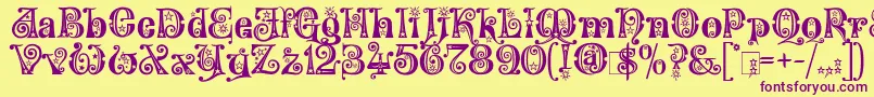 WonderlandStars Font – Purple Fonts on Yellow Background