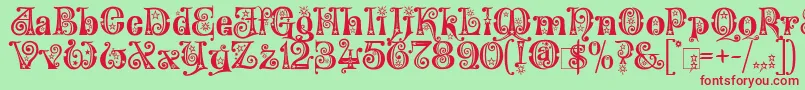 WonderlandStars Font – Red Fonts on Green Background