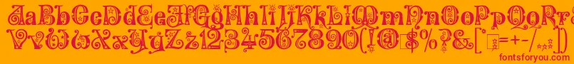 WonderlandStars Font – Red Fonts on Orange Background