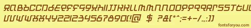 Fonte AutomindItalic – fontes marrons em um fundo amarelo