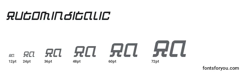 Размеры шрифта AutomindItalic