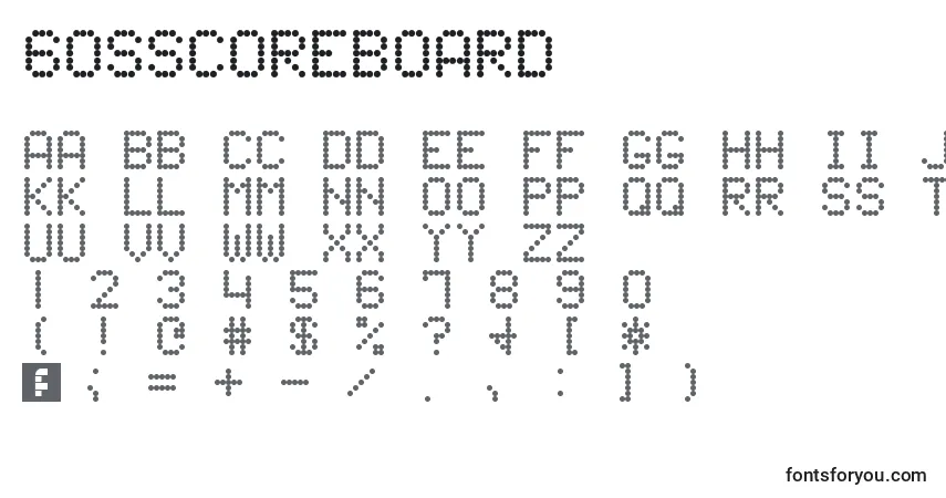 Schriftart 60sScoreboard – Alphabet, Zahlen, spezielle Symbole