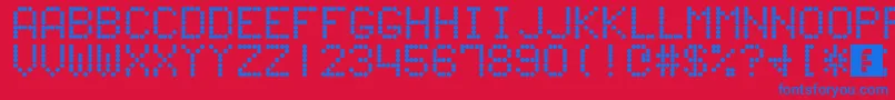 60sScoreboard-Schriftart – Blaue Schriften auf rotem Hintergrund
