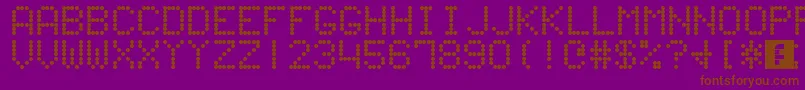 Czcionka 60sScoreboard – brązowe czcionki na fioletowym tle