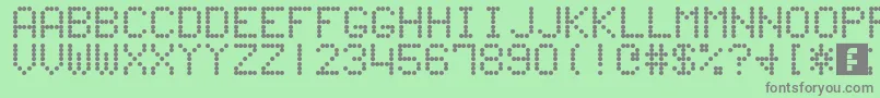 60sScoreboard-fontti – harmaat kirjasimet vihreällä taustalla