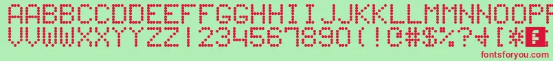 60sScoreboard-fontti – punaiset fontit vihreällä taustalla