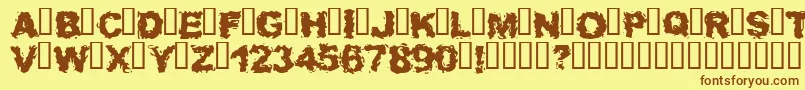 フォントWaitab ffy – 茶色の文字が黄色の背景にあります。