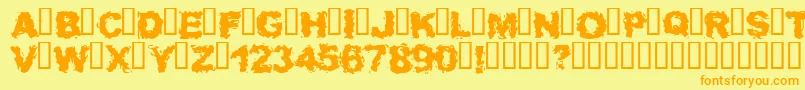 フォントWaitab ffy – オレンジの文字が黄色の背景にあります。
