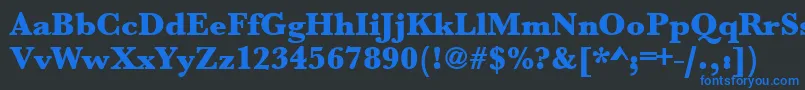 フォントUrwbaskertultbol – 黒い背景に青い文字