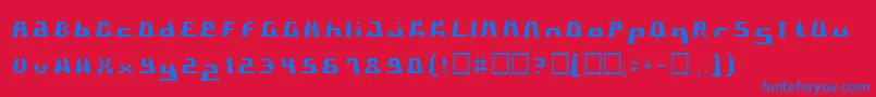 Pormaskklmd-Schriftart – Blaue Schriften auf rotem Hintergrund