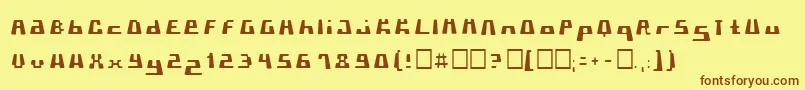 フォントPormaskklmd – 茶色の文字が黄色の背景にあります。