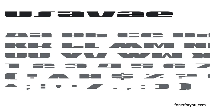 Schriftart Usav2e – Alphabet, Zahlen, spezielle Symbole