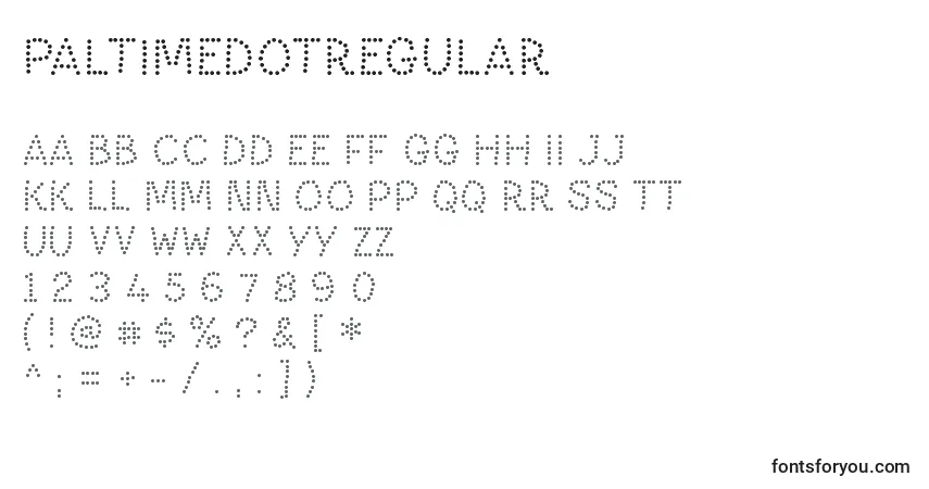 Czcionka PaltimedotRegular – alfabet, cyfry, specjalne znaki