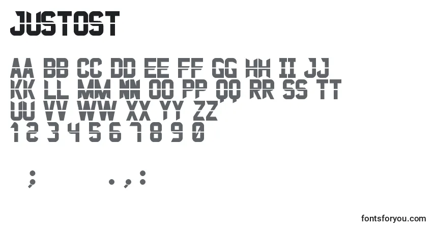 Fuente JustoSt - alfabeto, números, caracteres especiales