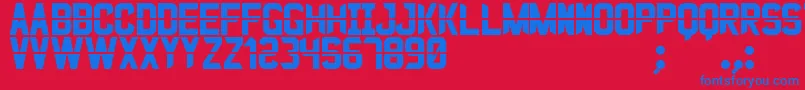 JustoSt Font – Blue Fonts on Red Background
