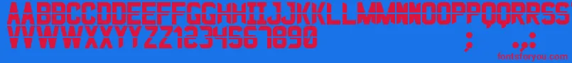 JustoSt Font – Red Fonts on Blue Background
