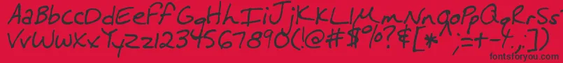 Czcionka MtfMelissa – czarne czcionki na czerwonym tle
