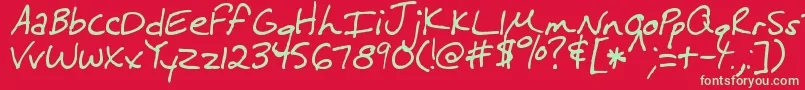 フォントMtfMelissa – 赤い背景に緑の文字