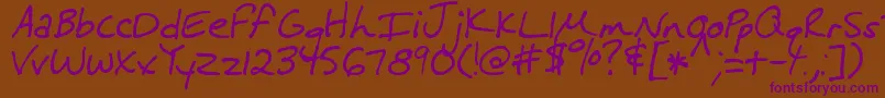 Czcionka MtfMelissa – fioletowe czcionki na brązowym tle
