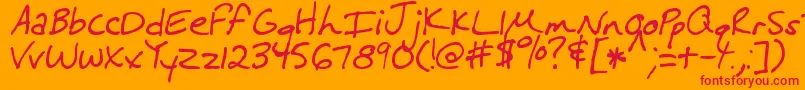 Czcionka MtfMelissa – czerwone czcionki na pomarańczowym tle