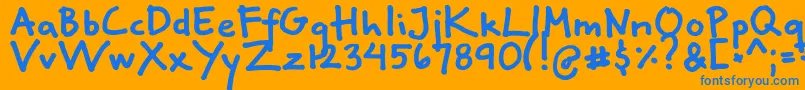 Fgklara-Schriftart – Blaue Schriften auf orangefarbenem Hintergrund
